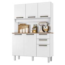 Armário para Cozinha Kit Pop 120 cm 6 Portas 2 Gavetas Branco Fosco Brilho - Zanzini Armário para Cozinha Kit Pop 120 cm 6 Portas 2 Gavetas Branco Fosco Brilho - Zanzini