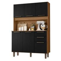 Armário para Cozinha Kit Pop 120 cm 6 Portas 2 Gavetas Cinamomo Preto Catedral Fosco - Zanzini Armário para Cozinha Kit Pop 120 cm 6 Portas 2 Gavetas Cinamomo Preto Catedral Fosco - Zanzini