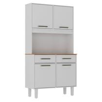 Armário para Cozinha Kit Pop Plus 4 Portas 2 Gavetas Branco Fosco Brilho - Zanzini Armário para Cozinha Kit Pop Plus 4 Portas 2 Gavetas Branco Fosco Brilho - Zanzini