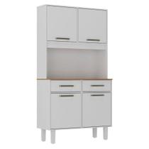 Armário Para Cozinha Kit Pop Plus 4 Portas 2 Gavetas Branco Fosco Brilho - Zanzini Armário Para Cozinha Kit Pop Plus 4 Portas 2 Gavetas Branco Fosco Brilho - Zanzini