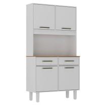 Armário Para Cozinha Kit Pop Plus 4 Portas 2 Gavetas Branco Fosco Brilho - Zanzini Armário Para Cozinha Kit Pop Plus 4 Portas 2 Gavetas Branco Fosco Brilho - Zanzini