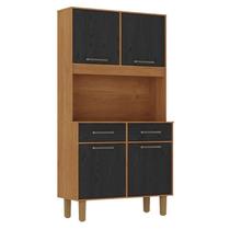 Armário para Cozinha Kit Pop Plus 4 Portas 2 Gavetas Cinamomo Preto Catedral Fosco - Zanzini Armário para Cozinha Kit Pop Plus 4 Portas 2 Gavetas Cinamomo Preto Catedral Fosco - Zanzini