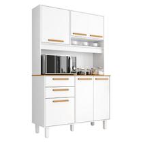 Armário para Cozinha Kit Prime 120 cm 6 Portas 2 Gavetas Branco Fosco Brilho - Zanzini