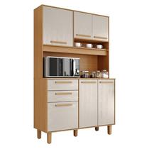 Armário para Cozinha Kit Prime 120 cm 6 Portas 2 Gavetas Cinamomo Areia Fosco - Zanzini