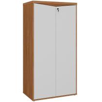 Armário Para Escritório 160cm 02 Portas com Chave Unik A02 Freijó Branco - Lyam Decor