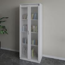 Armário para Escritório 2 Portas 4 Prateleiras com Vidro Me4189 Branco - Tecno Mobili