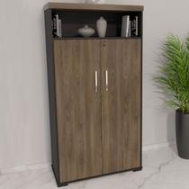 Armário para Escritório 2 Portas Charuto/Preto - Artany Móveis