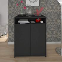 Armário para Escritório Baixo 2 Portas 2 Prateleiras Cool Preto Artany Armário para Escritório Baixo 2 Portas 2 Prateleiras Cool Preto Artany
