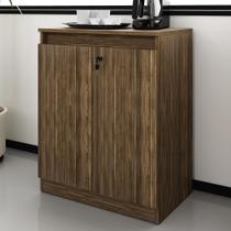 Armário para Escritório Baixo 2 Portas com Chave Me4149 Nogal - Tecno Mobili Armário para Escritório Baixo 2 Portas com Chave Me4149 Nogal - Tecno Mobili