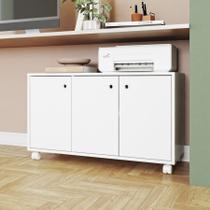 Armário para Escritório Baixo 3 Portas 1 Prateleira Branco Armário para Escritório Baixo 3 Portas 1 Prateleira Branco