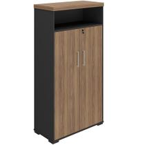 Armário Para Escritório com Chave Office Multiuso Atria Executiva A02 Nogal Preto - Lyam Decor