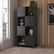 Armário para Escritório e Home Office com 8 Nichos 4 Portas Ótimo Espaço de Armazenamento Preto Arta Armário para Escritório e Home Office com 8 Nichos 4 Portas Ótimo Espaço de Armazenamento Preto Arta
