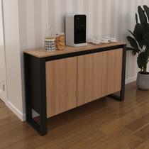 Armário para Escritório Horizontal 3 Portas Me4147 Amêndoa/Preto - Tecno Mobili Armário para Escritório Horizontal 3 Portas Me4147 Amêndoa/Preto - Tecno Mobili