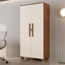 Armário para Escritório Multiuso 2 Portas com Chave 100% MDF Dacar Marrom/Canela/Off White