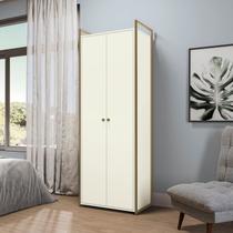 Armário para Escritório Multiuso Estrutura Metálica 2 Portas e 5 Prateleiras Indústrial Branco/Off White/Dourado