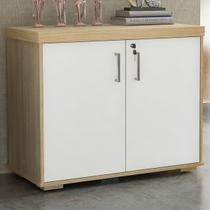 Armário para Escritório Tamburato 90 Cm 2 Portas Carvalho/Branco - Artany Móveis