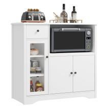 Armário para micro-ondas HORSTORS branco 90 x 40 x 82 cm com armazenamento Armário para micro-ondas HORSTORS branco 90 x 40 x 82 cm com armazenamento