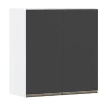 Armário Perola 70cm 2 Portas Branco Polar C/Preto Txt