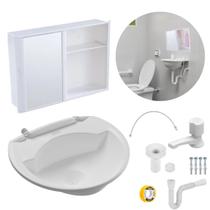 Armário + Pia 4L + Torneira + Sifão + Engate + Veda Rosca