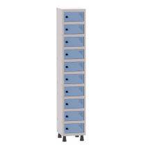 Armário Porta Objetos de Aço 1 Vão 10 Portas Pitão Pandin 1,90 m Cinza e Azul Dali Armário Porta Objetos de Aço 1 Vão 10 Portas Pitão Pandin 1,90 m Cinza e Azul Dali