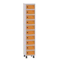 Armário Porta Objetos de Aço 1 Vão 10 Portas Pitão Pandin 1,90 m Cinza e Laranja Picasso