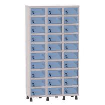 Armário Porta Objetos de Aço 3 Vãos 30 Portas Fechadura Pandin 1,90 m Cinza e Azul Dali Armário Porta Objetos de Aço 3 Vãos 30 Portas Fechadura Pandin 1,90 m Cinza e Azul Dali