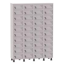 Armário Porta Objetos de Aço 4 Vãos 40 Portas Fechadura Pandin 1,90 m Cinza Cristal