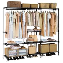 Armário portátil CASAMAYA para roupas com prateleiras e 3 hastes