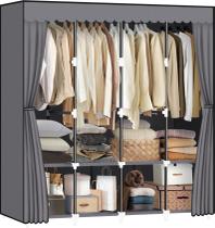 Armário portátil LOKEME Grey Wardrobe com capa 165,9x44,2x163