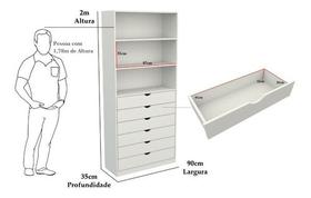 Armário Prateleira Gaveteiro Misto M61 100%mdf Closet Loja Armário Prateleira Gaveteiro Misto M61 100%mdf Closet Loja