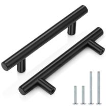 Armário preto de aço inoxidável Probrico de 6 cm, alças de tração, pacote com 5 Armário preto de aço inoxidável Probrico de 6 cm, alças de tração, pacote com 5