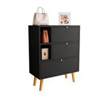 Armário Preto Gabinete Multiuso Sapateira Para Quarto Cozinha