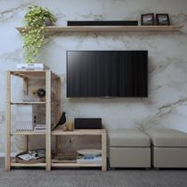 Armario Retro Pernas Pinus Cor Natural 4 Prateleira Promo