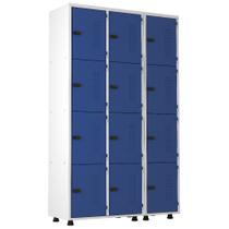 Armário Roupeiro Aço 12 Portas Academia Guarda Volume Trinco Azul