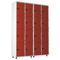 Armário Roupeiro Aço 16 Portas Trinco Vermelho
