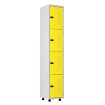 Armário Roupeiro Aço 4 Portas Academia Guarda Volume EA701 Amarelo