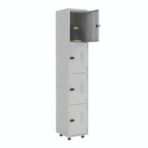 Armário Roupeiro Aço 4 Portas Academia Guarda Volume Ea701 Cinza
