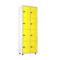 Armário Roupeiro Aço 8 Portas Academia Guarda Volume Amarelo