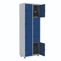 Armário Roupeiro Aço 8 Portas Guarda Volume Ea702 Azul