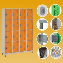 Armário Roupeiro de Aço 16 Portas Pequenas Pitão para Cadeado Ventilação Estrutura Reforçada Ideal para Empresas e Academias