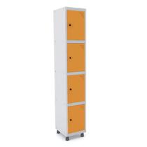 Armário Roupeiro de Aço 4 Portas Laranja/Azul Del Rey Armário Roupeiro de Aço 4 Portas Laranja/Azul Del Rey