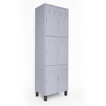 Armário Roupeiro De Aço 6 Portas Vestiário Academia Locker Cinza