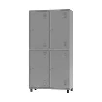 Armário Roupeiro de Aço Insalubre 4 Portas Vestiário NR 18_24 Ideal para Academias, Supermercados, Empresas e Uso Geral Cor Cinza