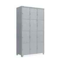 Armário Roupeiro De Aço Locker Escaninho Vestiário 12 Portas Cinza Armário Roupeiro De Aço Locker Escaninho Vestiário 12 Portas Cinza