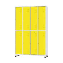 Armário Roupeiro De Aço Vestiário Academia 8 Portas C/ Prateleira Locker Amarelo