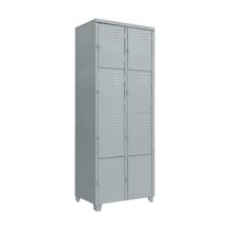 Armário Roupeiro De Aço Vestiário Academia com 8 Portas Locker Cinza