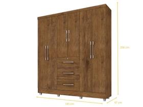 Armário / Roupeiro / Guarda Roupas Casal TOK 6 Portas + 3 Gavetas sendo 1 com Chave com Puxdores Cromados Cor Jequitibá marrom amadeirado Armário / Roupeiro / Guarda Roupas Casal TOK 6 Portas + 3 Gavetas sendo 1 com Chave com Puxdores Cromados Cor Jequitibá marrom amadeirado