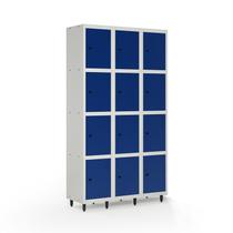Armário Roupeiro Locker Guarda-Volume de Aço 12 Portas Pequenas com Fecho para Cadeado Vestiário Academia Azul/Cinza Armário Roupeiro Locker Guarda-Volume de Aço 12 Portas Pequenas com Fecho para Cadeado Vestiário Academia Azul/Cinza