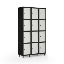 Armário Roupeiro Locker Guarda-volume de Aço 12 Portas Pequenas com Fecho para Cadeado Vestiário Academia