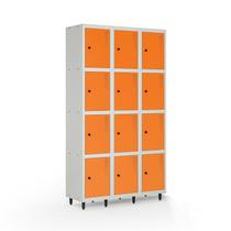 Armário Roupeiro Locker Guarda-volume de Aço 12 Portas Pequenas com Fecho para Cadeado Vestiário Academia